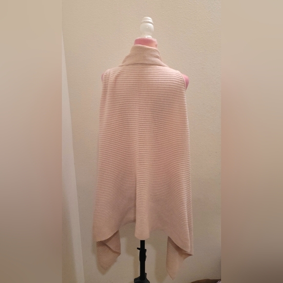 LOFT One Size Dusty Rose Pink Sweater Long Open Front Cardigan Sweater Vest - Picture 6 of 11